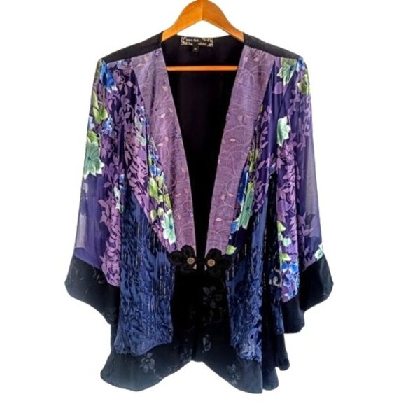 Spencer Alexis Other - Vintage Spencer Alexis Blue Purple Floral Silk Kimono NWT